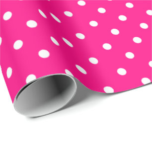 Hot Pink Wit Polka Dot inpakpapier