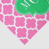 Hot Pink Wt Moroccan #5 Emerald 3 Initiaal Monogra Tissuepapier (Detail)