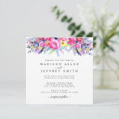 Hot Pink & Yellow Spring Floral Weddenschap Aankondiging (Staand voorkant)