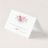 Hot Pink & Yellow Spring Floral Wedding Table Kaar Kaart (Voorkant)