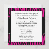 Hot Pink Zebra Diamonds Bat Mitzvah Kaart (Achterkant)