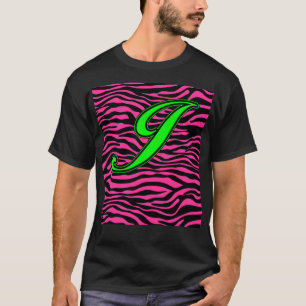 HOT PINK ZEBRA GREEN J T-SHIRT