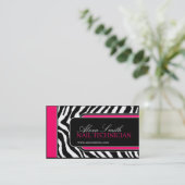 Hot Pink Zebra Print Salon Visitekaartjes (Staand voorkant)