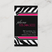 Hot Pink Zebra Print Salon Visitekaartjes (Achterkant)
