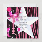 Hot Pink Zebra Rockstar Baby Girl Shower Kaart (Achterkant)