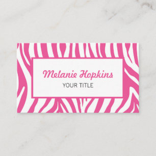Hot Pink Zebra Stripes Generic Name Visitekaartje
