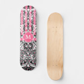 Hot Pink, zwart en wit Mandala - Monogram Skateboard (Voorkant)