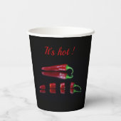 Hot-red chili-peper met aanpasbare tekst papieren bekers (Achterkant)
