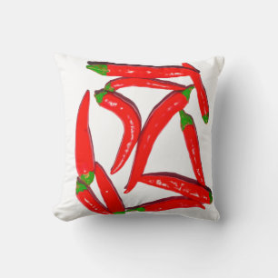 Hot Red Green Pipe Peppers Motif Coussin de coussi