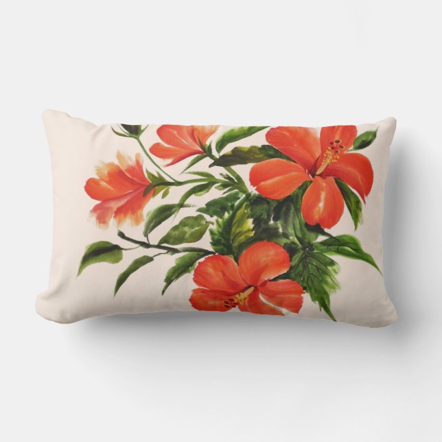 Hot Red Hibiscus Kussen (Voorkant)