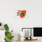 Hot Red Hibiscus Poster (Thuiskantoor)