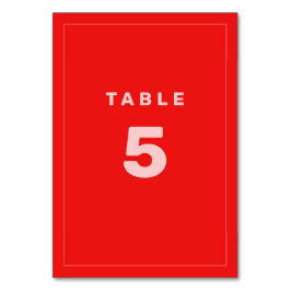 Hot Red + Roze Wes Anderson geïnspireerd tabelnumm Kaart