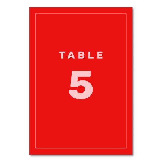 Hot Red + Roze Wes Anderson geïnspireerd tabelnumm Kaart (Voorkant)