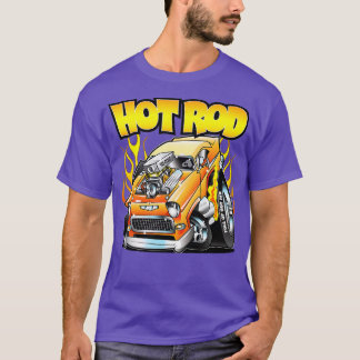 Hot Rod 55 Gasser Blown Jacked up Flames Car T-shirt