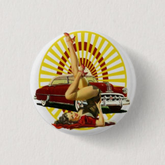 Hot Rod Pinup Girl Button