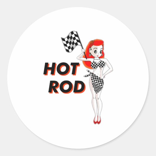 Hot Rod Ronde Sticker (Voorkant)