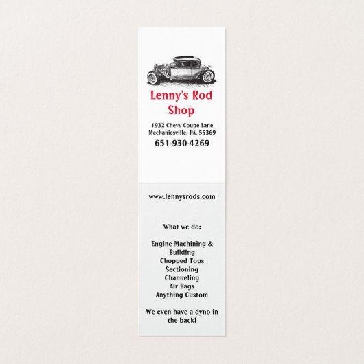 Hot Rod Spade Visitekaartjes (Binnenkant ongevouwen)