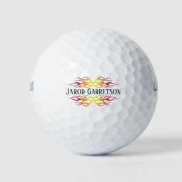 Hot Rod Style Flames Flaming Fire Aangepaste naam Golfballen