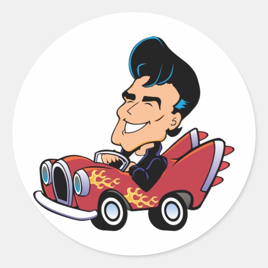 Hot Rodder Ronde Sticker (Voorkant)