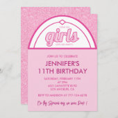 Hot rose 11e anniversaire invitations Parties scin (Devant / Derrière)