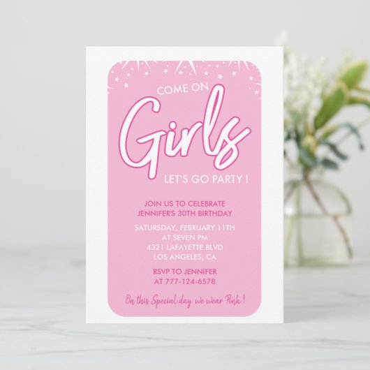 Hot rose 30e anniversaire invitations Fun Modern (Debout devant)