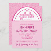 Hot rose 63e anniversaire invitations Parties scin (Devant / Derrière)