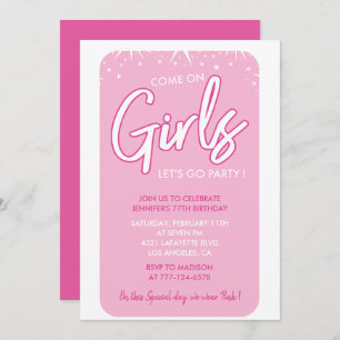 Hot rose 77e anniversaire invitations Girl Modern