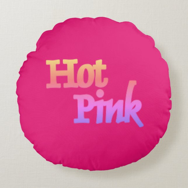 Hot Rose avec nom coussin en coton rond (Devant)