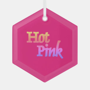 Hot rose avec nom en verre hexagone ornement