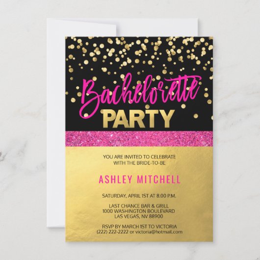 HOT rose Bachelorette Invitations Modèles (Devant)