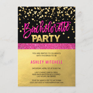 HOT rose Bachelorette Invitations Modèles