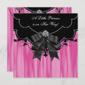 Hot rose Black Princess Baby Shower Invitations (Devant / Derrière)