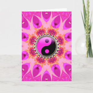Hot rose+Black YinYang Sun New Age Cartes