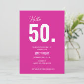 Hot Rose Bonjour Cinquante Anniversaire Invitation (Debout devant)