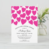 Hot Rose Coeurs Bridal Shower Invitation Whimsical (Debout devant)