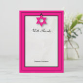 Hot rose Elegant Fabric Bat mitzvah Merci Note (Debout devant)