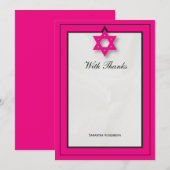 Hot rose Elegant Fabric Bat mitzvah Merci Note (Devant / Derrière)