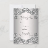 Hot rose en argent Masquerade Party RSVP (Dos)