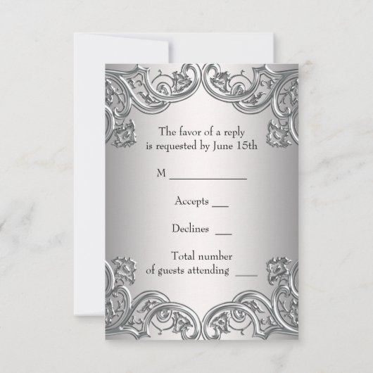 Hot rose en argent Masquerade Party RSVP (Dos)