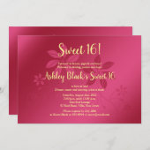 Hot rose et jaune sucré 16 Invitation d'anniversai (Devant / Derrière)