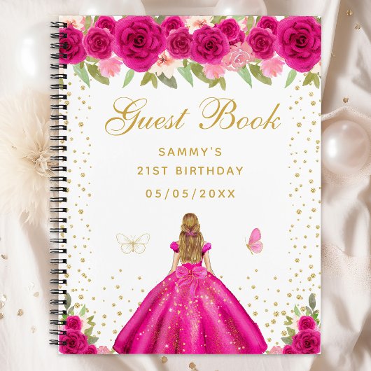 Hot rose Floral Blonde Hair Princesse Livre d'invi