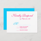 Hot rose Fuchsia Turquoise Turquoise Mariage Carte (Devant / Derrière)