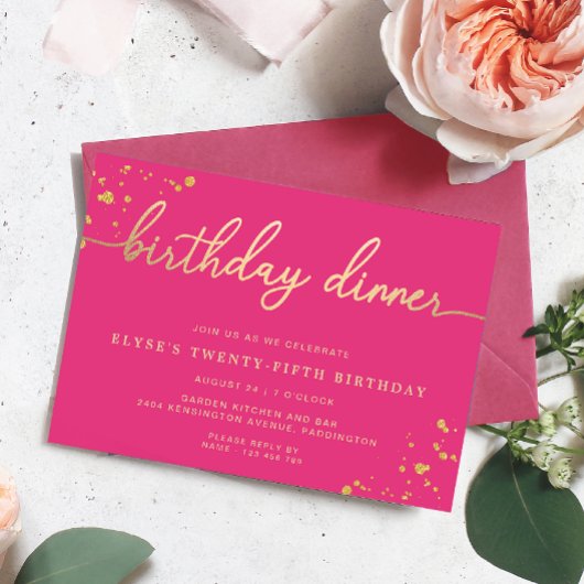 Hot Rose Gold Dinner Invitation