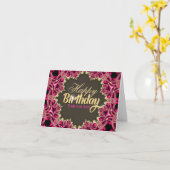 Hot Rose + Gold Fractal Lace Star Carte Anniversai (Fleur jaune)
