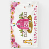 Hot rose Grange Girls Farm Anniversaire bannière d (Vertical)