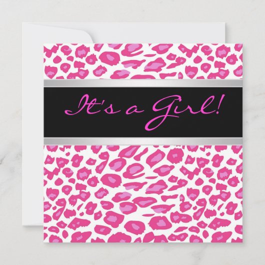 Hot rose Leopard Girl Baby Shower Invitations (Devant)