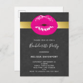 Hot Rose Lips Glamour Bachelorette Invitation (Devant / Derrière)