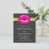 Hot Rose Lips Glamour Bachelorette Invitation (Debout devant)
