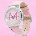 Hot rose moderne Script Girls Monogramme Nom<br><div class="desc">Accessoire avec élégance en utilisant notre Hot Pink Modern Script Girls Monogram Nom Monographie! Ce garde-temps élégant est doté d'un visage rose vif, personnalisé avec votre nom dans un script moderne chic pour un look unique et personnalisé. Parfait pour ajouter une pop de couleur à n'importe quelle tenue, il combine...</div>