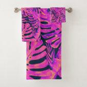 Hot rose & Navy Blue Tropical Palm Île Feuille (En situation)